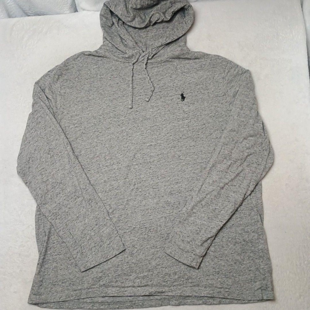 Polo Ralph Lauren Hoodie Mens XL Gray Pullover Lightweight Hooded Tagless